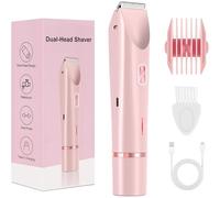 Women's Electric Shaver - The 2-in-1 for Healthy and Soft Skin That Lasts, Women's Bikini Clipper, Waterproof IPX7, for Bikini, Legs, Armpits and Nose (Pink)