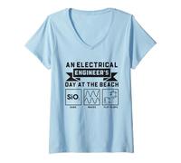 Womens Electrical Engineer's Day At The Beach Funny V-Neck T-Shirt