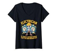 Women's Electrician Dad Nothing Shocks Me Funny Electrical Design V-Neck T-Shirt