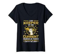 Women's Electrician Keeper Current Wizard Wires Lord Lights Voltage V-Neck T-Shirt