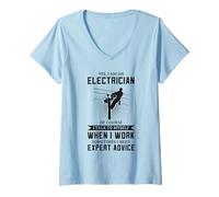 Womens Electrician Need Expert Advice Funny Electrical Worker V-Neck T-Shirt