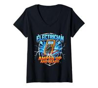 Women's Electrician Retro Graphic Wired for Action V-Neck T-Shirt