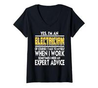 Womens Electrician Talks to Self Needs Expert Advice V-Neck T-Shirt