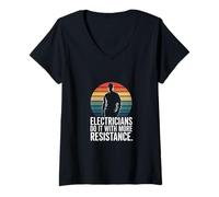 Women's Electricians Do It with More Resistance Humor V-Neck T-Shirt