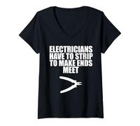 Women's Electricians Strip to Make Ends Meet V-Neck T-Shirt