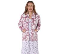 Women's Elegance Printed Fleece Long Sleeve Zip Fastening Bed Jacket | Stand-Up Collar, Machine Washable, 2 Deep Patch Pockets, Mauve or Duck Egg Blue, Soft Smooth Finish