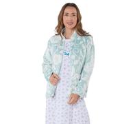 Women's Elegance Printed Fleece Long Sleeve Zip Fastening Bed Jacket | Stand-Up Collar, Machine Washable, 2 Deep Patch Pockets, Mauve or Duck Egg Blue, Soft Smooth Finish