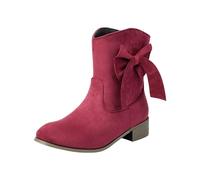 Women's Elegant Ankle Boots with Heel Comfortable Half Boots, Wine Red, 5