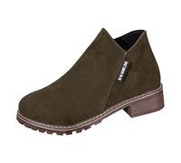 Women's Elegant Ankle Boots with Heel Suede Short Shaft Ankle Boots Ladies Low Heels Zipper Stylish Classic Short Shoe Booties Comfortable Lightweight Solid Cowboy Chelsea Boot