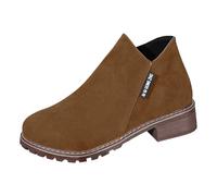 Women's Elegant Ankle Boots with Heel Suede Short Shaft Ankle Boots Ladies Low Heels Zipper Stylish Classic Short Shoe Booties Comfortable Lightweight Solid Cowboy Chelsea Boot