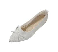 Women's Elegant Ballet Flats - Dance Shoes Lace Flat Shoes Bow Flat Boat Shoes Fabric Slip On Shoes Comfortable Loafers Soft Slippers Elegant Latin Dance Shoes Stylish Pumps Shoes, White, 8.5 UK