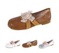 Women's Elegant Ballet Flats with Straps, Round Toe Ballerina Shoes | Comfortable slip-in shoes, vintage flat shoes with cross strap, plain lightweight single shoes for dresses and leisure
