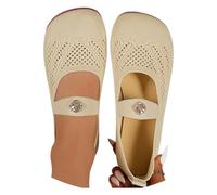 Women's Elegant Ballet Flats with Straps, Wedge Sandals with Closed Toe Pumps Shoes with Elastic Comfortable Soft Casual Shoes Elegant Low Shoes for Parties Office Everyday Use, beige, 8 UK