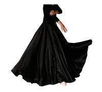 Womens Elegant Ballroom Long Latin Belly Dance Full Circle Dance Skirt Performance Dress - Black -