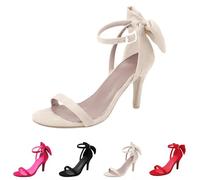 Women's Elegant Black Sandals, High Heels, Women's Summer Shoes, Open Shoes, Faux Suede Evening Shoes with Ankle Strap, Comfortable Evening Shoes, Bridal Wedding Stilettos, Fashion Summer Shoes