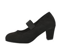Women's Elegant Block Heel, Comfortable Classic Mary Jane Shoes with Pointed Toe, Lightweight Evening Shoes with Ankle Buckle, Suede Bridal Shoes for Weddings and Parties, Black (black 2), 7 UK