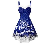 Women's Elegant Christmas Dress with Spaghetti Straps Christmas Dresses Funny Christmas Motif Rockabilly Vintage Swing Party Dress Christmas Outfit for Women