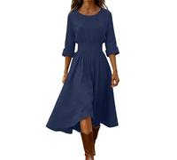 Women's Elegant Cotton Linen Dress for Vacation Vintage Style Loose Flowy Midi Soft Summer Casual Dresses