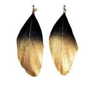 Women's Elegant Dangle White Black Gold Pink Green Feather Invisible Clip On Earrings Comfortable Non Pierced Earrings Gold Tone Pierced Look, Resin, No Gemstone