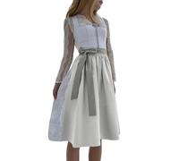 Women's Elegant Dirndl Dress Large Sizes Long Dirndl Dress with Dirndl Aprons Silver Dirndl Dresses Traditional Skirt Beer Festival Outfit Costume Fashion Dirndl Complete Sets for Oktoberfest