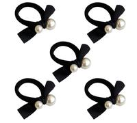 Women's Elegant Faux Pearl Hair Band 5pcs Soft Elastic Shurty Ponytail Holder Various Occasions and Outfits Hairband Every Day Use