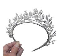 Women's Elegant Faux Pearl Leaf Headband Crystal Decorated Wedding Hairpiece Special Occasion