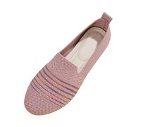 Women's Elegant Flat Outdoor Shoes with Footbed Slip-On Non-Slip Trainers Spring Running Shoes Women's Shoes Lightweight Comfortable Loafers Powerful Fly Net Breathable Trainers, pink, 5