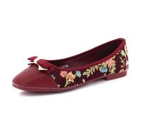 Womens Elegant Floral Bow Ballet Flats Comfort Slip-On Cushioned Insole Lightweight Flexible Casual Pumps Office Work Ladies Maroon Shoes Size 3 UK 36 EU