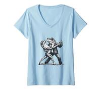 Women's Elegant Frogs Dancing Tango Vintage Art V-Neck T-Shirt