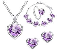Women's Elegant Jewellery Blue and Heart Pendant Necklace, Letter N (Purple, One Size)