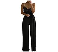 Women's Elegant Jumpsuit for Weddings, White: Satin Trouser Suit, Festive Elegant Playsuit, Sleeveless Jumpsuit, Sexy V-Neck Women's Overalls, Sleeveless One-Piece Spaghetti Strap Jumpsuits, Wide Leg