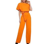Women's Elegant Jumpsuit UK Wide Leg Crew Slash Neck Tie Waist Playsuit Ladies Baggy Dungarees Summer High Waisted Wedding Guests One Piece Outfits Business Party Rompers Vacation Clubwear with Belt
