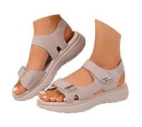 Women's Elegant Low Summer Sandals - Soft Rubber Slippers Sports Sandals Breathable Non-Slip Sandals Large Numbers Walking Slippers Beach Pool Travel, beige, 9.5 UK