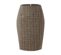 Women's Elegant Plaid Midi Skirt - Wool Blend High Waist Bodycon Mini for Fall Winter - Vintage Pencil Style XXL I-Grey