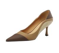 Women's Elegant Pumps Kitten Heel Wedding Slip On Stiletto Shoes Kitten Heel Bridal Shoes Open Back Dance Shoes Summer Pointed Shoes with Heel Ultralight Dress Shoes, brown, 7 UK