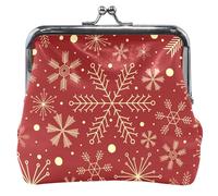 Women's Elegant Red Christmas Snowflakes Wallet with Leather Buckle Chic Christmas Snowflakes Red 1, UNITALLA, Classic, Chic Christmas Snowflakes Red 1, UNITALLA, Chic Christmas Snowflakes Red 1