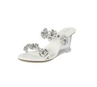 Women's Elegant Rhinestone Flip Flop - 8.5cm Wedge Heel Sandals for Wedding, Party, Date Nights, Cocktail Parties,Clear,2 UK