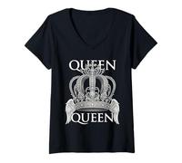 Women's Elegant Royal Crown Graphic Luxury Queen V-Neck T-Shirt