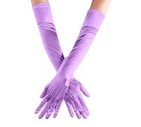 Women's Elegant Satin Gloves for Wedding Party Carnival Evening Formal Events Long Opera Style Gloves (Light Blue, One Size)