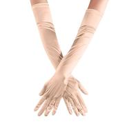 Women's Elegant Satin Gloves for Wedding Party Carnival Evening Formal Events Long Opera Style Gloves (Khaki, One Size)