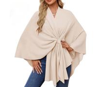 Women's Elegant Shawl Wraps - Knitted Cross Front Poncho Cape Bat Sleeve Cardigan Soft Warm One Piece Solid Color Outerwear for Travel Work Office Flight Cruises (# B)