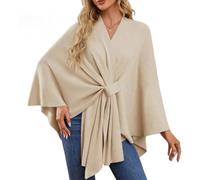 Women's Elegant Shawl Wraps - Knitted Cross Front Poncho Cape Bat Sleeve Cardigan Soft Warm One Piece Solid Color Outerwear for Travel Work Office Flight Cruises (# C)