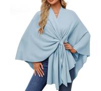 Women's Elegant Shawl Wraps - Knitted Cross Front Poncho Cape Bat Sleeve Cardigan Soft Warm One Piece Solid Color Outerwear for Travel Work Office Flight Cruises (# E)
