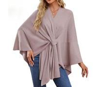 Women's Elegant Shawl Wraps - Knitted Cross Front Poncho Cape Bat Sleeve Cardigan Soft Warm One Piece Solid Color Outerwear for Travel Work Office Flight Cruises (# H)