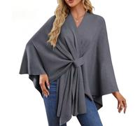 Women's Elegant Shawl Wraps - Knitted Cross Front Poncho Cape Bat Sleeve Cardigan Soft Warm One Piece Solid Color Outerwear for Travel Work Office Flight Cruises (# K)
