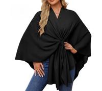 Women's Elegant Shawl Wraps - Knitted Cross Front Poncho Cape Bat Sleeve Cardigan Soft Warm One Piece Solid Color Outerwear for Travel Work Office Flight Cruises (# Y)