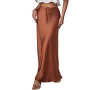 Women's Elegant Skirt Long Formal Satin Skirt High Waist Maxi Skirt Satin Skirt Silky Solid Color Skirt A Line Long Skirts