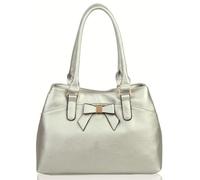Women's Elegant Soft PU Leather Top-Handle Multi-Compartment Fashion Handbag Shoulder Tote Shopper Hobo Bag With Bow Detail
