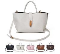 Women's Elegant Solid Color French Style Handbag Vintage Leather Bucket Bag Versatile Crossbody Shoulder Tote Bags for Women (Retro White)