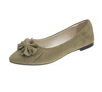 Women's Elegant Summer and Autumn Lightweight Suede Pointed Shallow Mouth Soft Bottom Bow Single Shoes Daily Dating Commuting Large Size Ballet Shoes Flat Shoes, jn, 10 UK